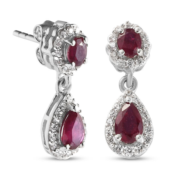 Afrikanische Rubin und Zirkon-Ohrhänger in Silber, 2,56 ct. image number 4