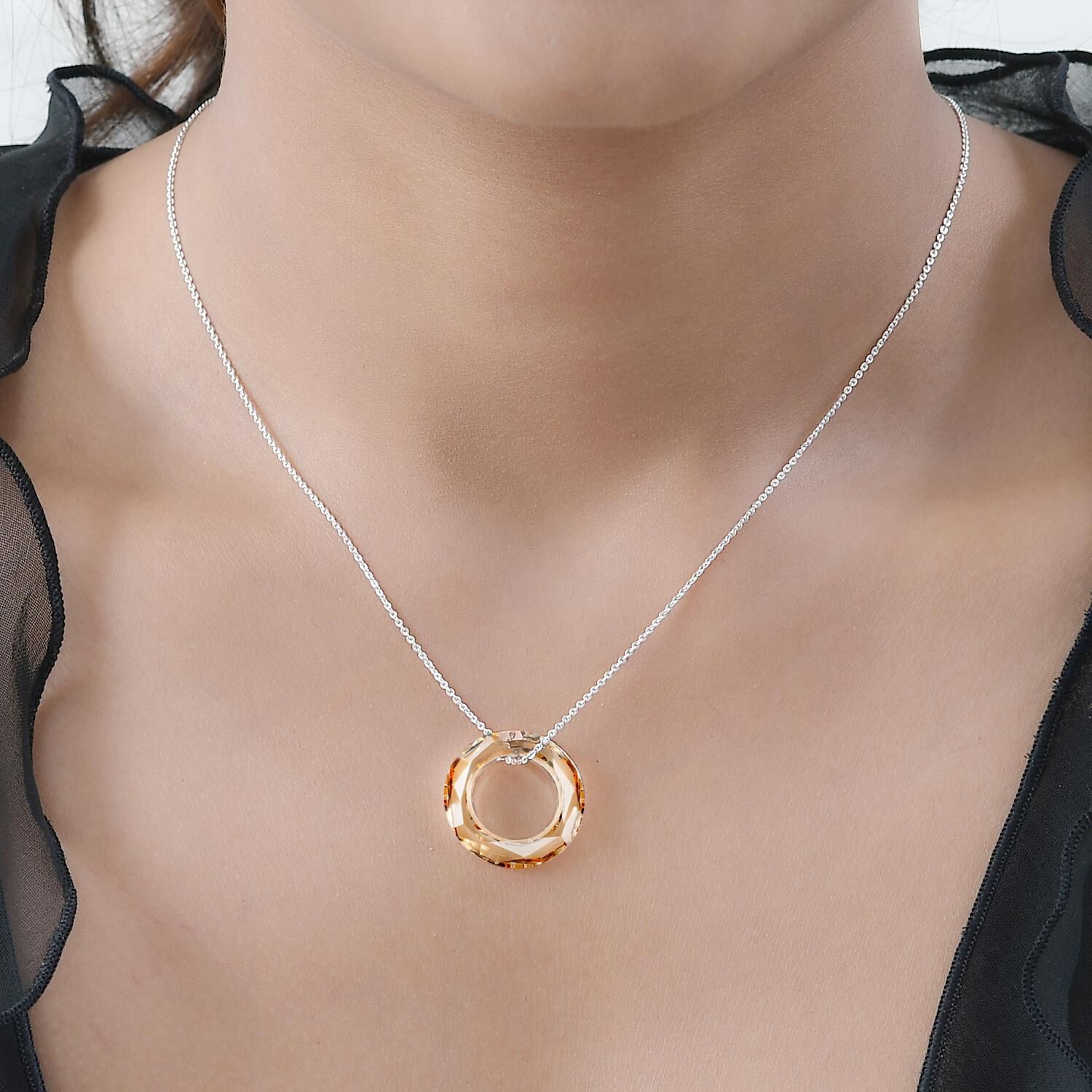 Mode & Beauty Accessoires & Schmuck Kette mit Anhänger Österreich Kristall 925 Silber neu 