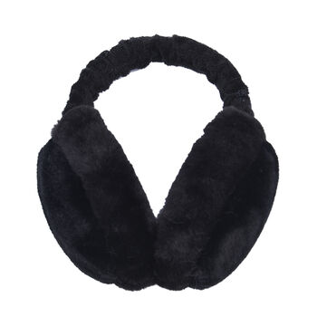 Faltbarer Kunstfell Ohrensch&uuml;tzer, Gr&ouml;&szlig;e 12x20 cm, Schwarz