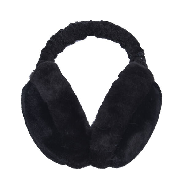 Faltbarer Kunstfell Ohrensch&uuml;tzer, Gr&ouml;&szlig;e 12x20 cm, Schwarz