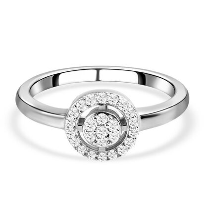 Wei&szlig;er Diamant Ring, 925 Silber platiniert (Gr&ouml;&szlig;e 20.00) ca. 0,20 ct