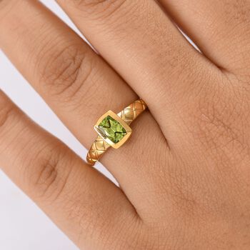 Peridot Ring 925 Silber vergoldet (Gr&ouml;&szlig;e 20.00) ca. 0,90 ct