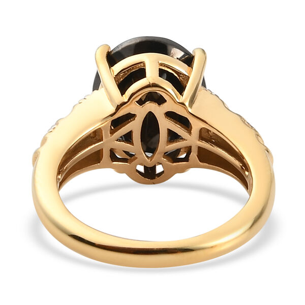 Elite Shungit und Zirkon Ring 925 Silber vergoldet  ca. 3,05 ct image number 6