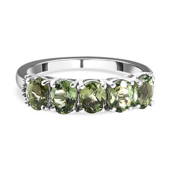 Nat&uuml;rlicher, gr&uuml;ner Apatit und wei&szlig;er Diamant-Ring, 925 Silber platiniert (Gr&ouml;&szlig;e 17.00) ca. 2.00 ct
