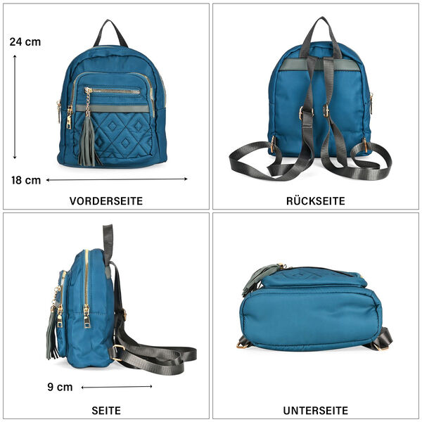 Moderner Kunstleder Rucksack in Steppoptik mit RFID-Schutz, Blau image number 4