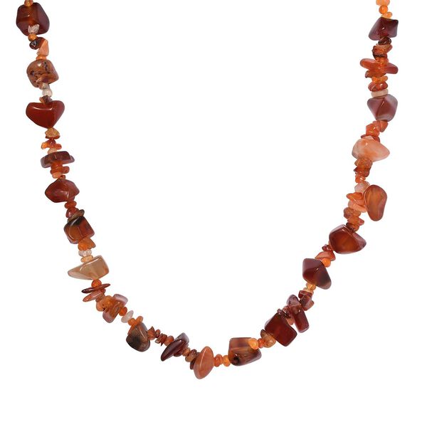 Karneol, Feueropal Halskette ca. 50 cm Messing platiniert ca. 195.00 ct