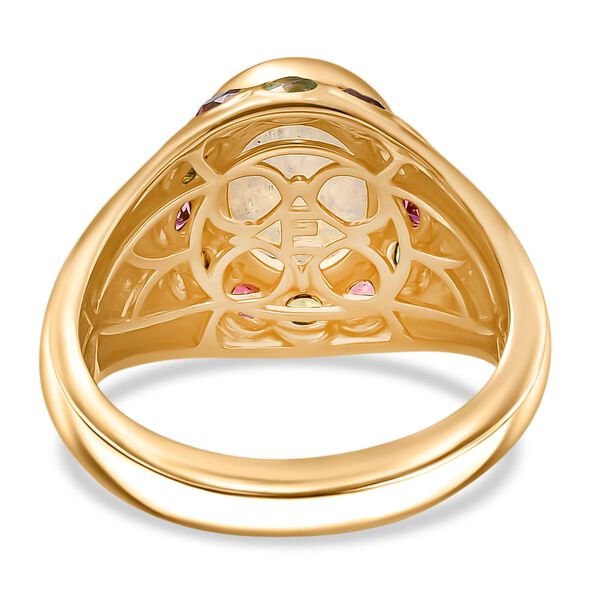 Regenbogen Mondstein und Multi-Turmalin Ring und Anhänger image number 6