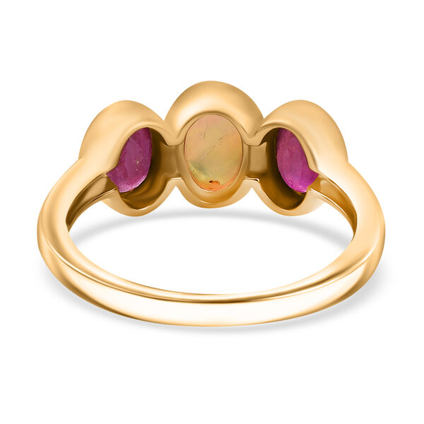 AA nat&uuml;rlicher, &auml;thiopischer Welo Opal und afrikanischer Rubin Ring - 1,89 ct. image number 6