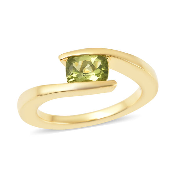 Peridot Solit&auml;r Ring 925 Silber Gelbgold Vergoldet image number 3