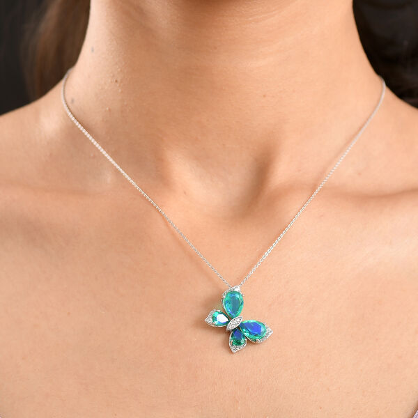 D'Joy Pfau Triplett Quarz und Zirkon Anh&auml;nger mit 50cm Kette - 6,11 ct. image number 2