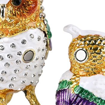 Dekorative Aufbewahrungsbox in Eulen-Form, 6x4,2x7,5cm, Gold