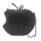 Apple-Clutch mit Kristallverzierung, 15x11,5 cm, Schwarz
