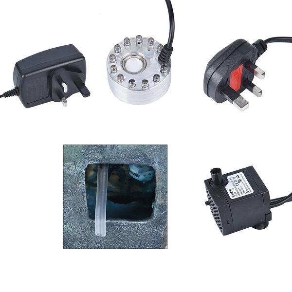 Zimmerbrunnen mit LED-Licht und Nebel, Tempel-Muster image number 6