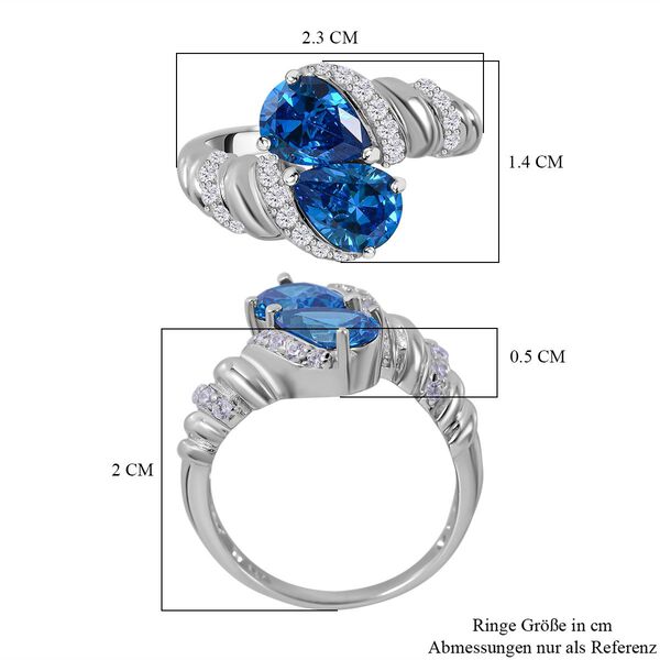LUSTRO STELLA blauer und wei&szlig;er Zirkonia-Ring - 4,77 ct. image number 4