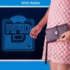 Echtleder Brieftasche mit Kroko-Prägung und RFID-Schutz, magenta image number 1