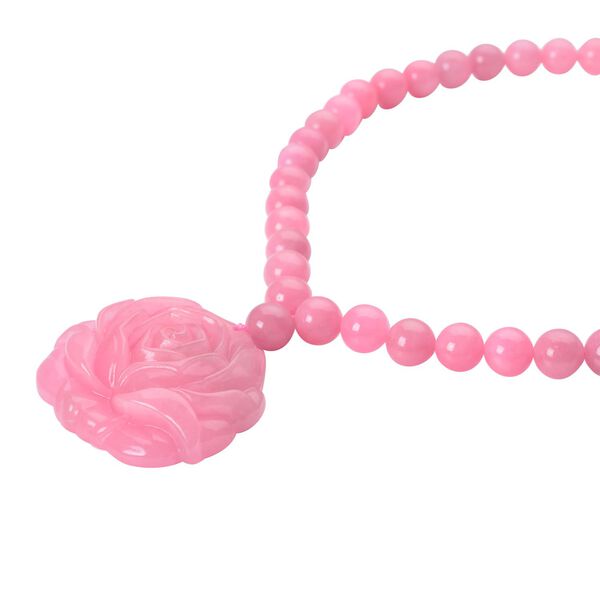 Rosa Jade-Halskette, ca. 45 cm, 925 Silber rhodiniert ca. 605.00 ct image number 3