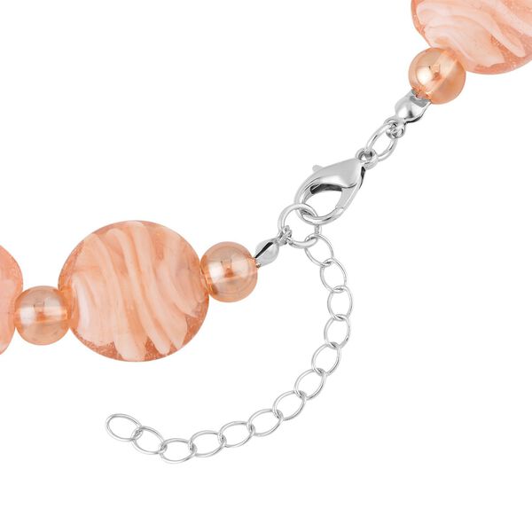 Rosa Glas-Perlen 53,25cm Halskette und flexibles Armband im Murano-Stil image number 4