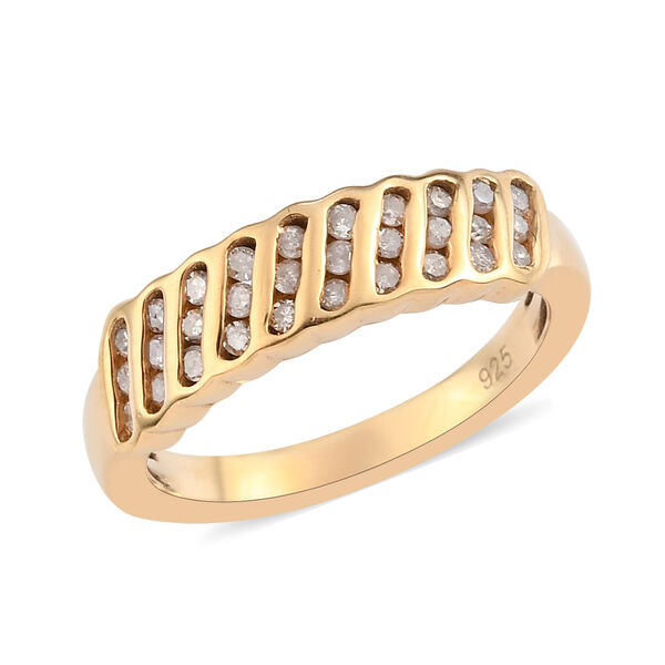 Wei&szlig;er Diamant P Ring 925 Silber Vermeil YG ca. 0,33 ct. image number 4