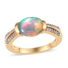 Natürlicher Äthiopischer Opal und Zirkon Ring 925 Silber Vermeil image number 3