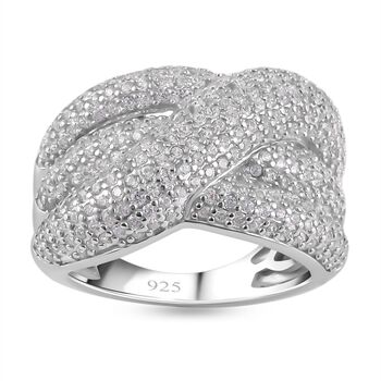 Wei&szlig;er Zirkon Ring, 925 Silber rhodiniert (Gr&ouml;&szlig;e 19.00) ca. 2.76 ct