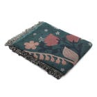 Handgewebte Jacquard-Decke mit Fransen, 100% Baumwolle, Blumenwiese, Grün und mehrfarbig image number 2