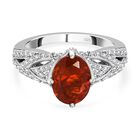 Mexikanischer Feuer opal und Zirkon Ring 925 Silber platiniert (Größe 16.00) ca. 2,30 ct