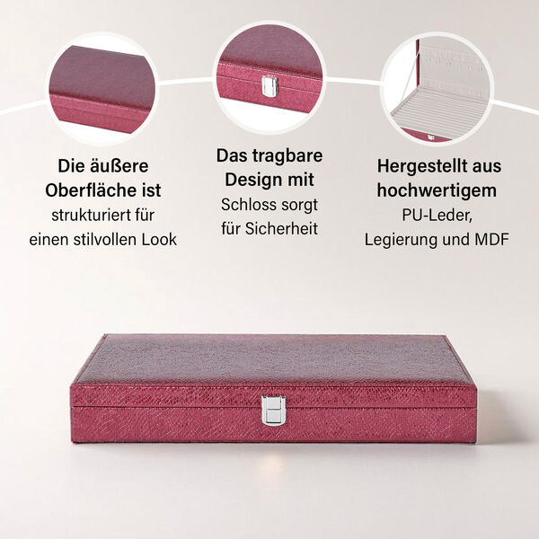 XL Premium Schmuckbox, 40x28x6 cm, pink image number 3