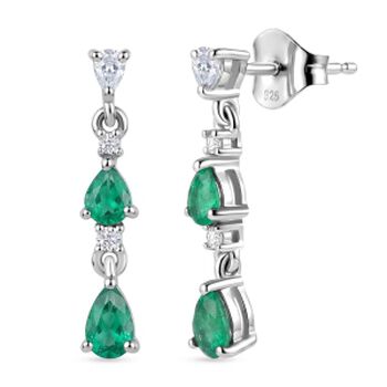 D'Joy AAA Kagem Sambischer Smaragd Ohrringe 925 Silber Rhodiniert ca. 1,09 ct.