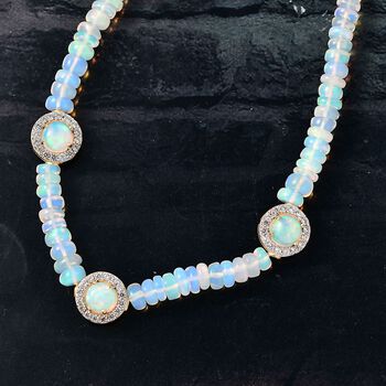 D'Joy AA Nat&uuml;rlicher, &auml;thiopischer Welo Opal Armband ca. 19 cm 925 Silber 750 Gelbgold Vermeil ca. 22.94 ct