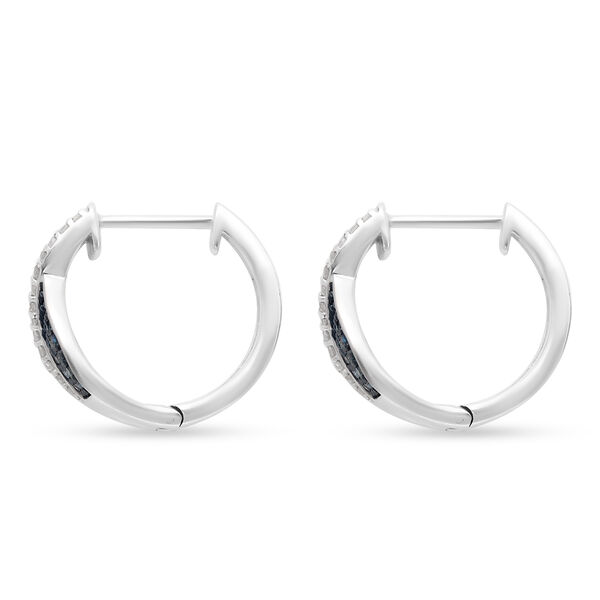 Wei&szlig;er und Blauer Diamant Ohrringe 925 Silber platiniert ca. 0,33 ct image number 4