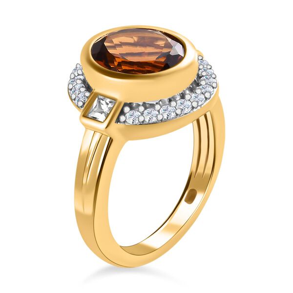 Madeira Citrin und Zirkon Ring 925 Silber vergoldet  ca. 2,93 ct image number 4