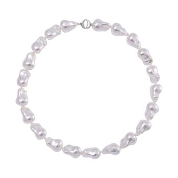 Wei&szlig;e Muschelkernperle 50cm Halskette und 21,5cm Armband