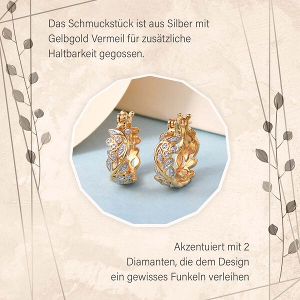 ALLORO Ring, Creolen und Anh&auml;nger mit Diamantakzenten, Silber vergoldet image number 13