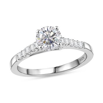 Moissanit Ring 925 Silber rhodiniert (Gr&ouml;&szlig;e 21.00) ca. 1,16 ct