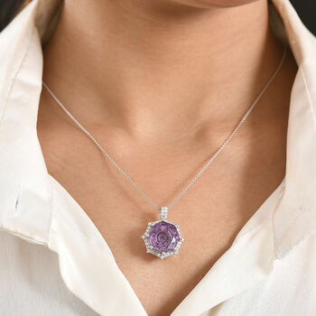 D'Joy Rose De France Amethyst und Moissanit Ring und Anh&auml;nger mit 50cm Kette