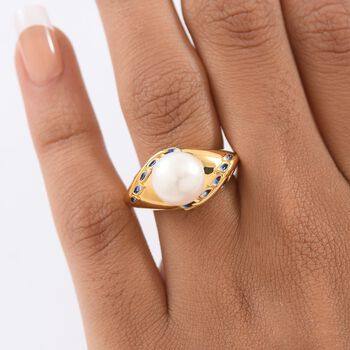 D'Joy S&uuml;&szlig;wasser Perle (10-10.5 mm) Ring 925 Silber 750 Gelb Vergoldet (Gr&ouml;&szlig;e 19.00)