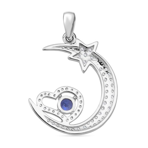 LUSTRO STELLA - Blauer Zirkonia, Wei&szlig;er Zirkonia Mond und Stern Anh&auml;nger 925 Silber rhodiniert image number 4