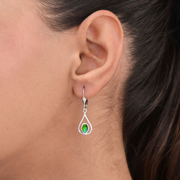 Ammolite Solit&auml;r-Ohrh&auml;nger in Silber image number 3