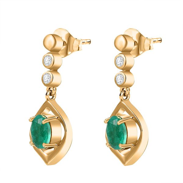 Smaragd Triplett Quarz und Zirkon Ohrringe - 1,96 ct. image number 4