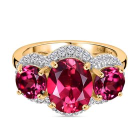 Trinity Flame - D joy Lab Created Padparadscha-Saphir  Ring 925 Silber 750 Gelbgold Vermeil (Größe 18.00) ca. 6.79 ct