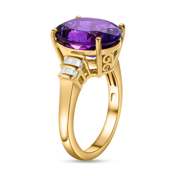 Afrikanischer Amethyst und weißer Diamant-Ring, 925 Silber vergoldet (Größe 17.00) ca. 7.12 ct image number 5