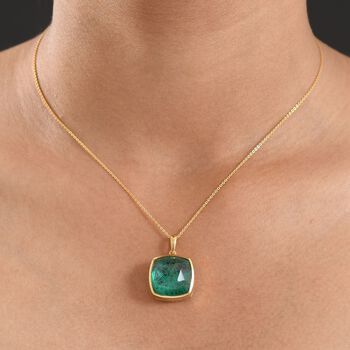 D'Joy Smaragd-Quarz Triplette Anh&auml;nger 925 Silber ca. 19.16 ct