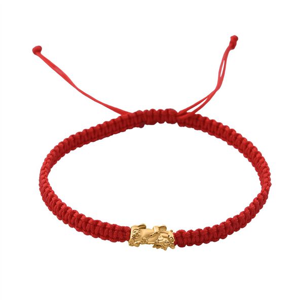 999 Gold Pixiu Armband, Flexibles, Rot