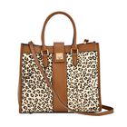 LA MAREY - Echtleder Handtasche 33x14x27,5cm, Griff 11cm, Crossbody 120cm, braun mit Leomuster image number 0