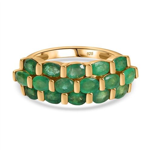 Kagem Sambischer Smaragd Ring 925 Silber 750 Gelbgold Vermeil (Größe 18.00) ca. 2,54 ct image number 0