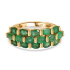 Gemfields Kagem Sambischer Smaragd Ring 925 Silber 750 Gelbgold Vermeil (Größe 18.00) ca. 2.54 ct