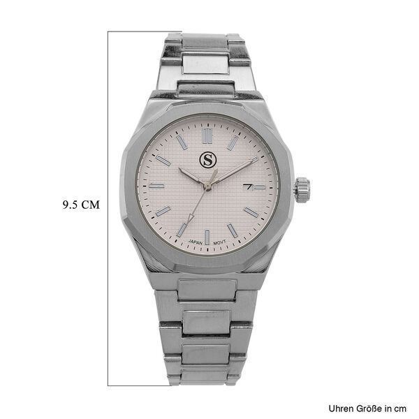 STRADA - Armbanduhr mit japanischem Uhrwerk und Datumsanzeige, Legierungsgehäuse  Sandstrahleffekt, bicolor, Silberfarben image number 6