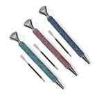 3er-Set Kugelschreiber mit Strassbesatz und Diamantspitze, inkl. 3 blauer Ersatzminen, 15cm,, Mehrfarbig