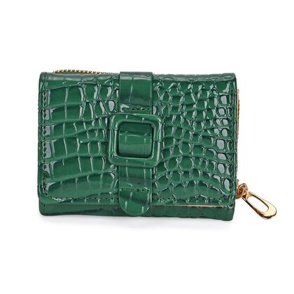 Stilvolle Geldb&ouml;rse mit Krokodilpr&auml;gung und RFID-Schutz, 11x8 cm, Gr&uuml;n