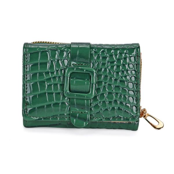 Stilvolle Geldb&ouml;rse mit Krokodilpr&auml;gung und RFID-Schutz, 11x8 cm, Grau